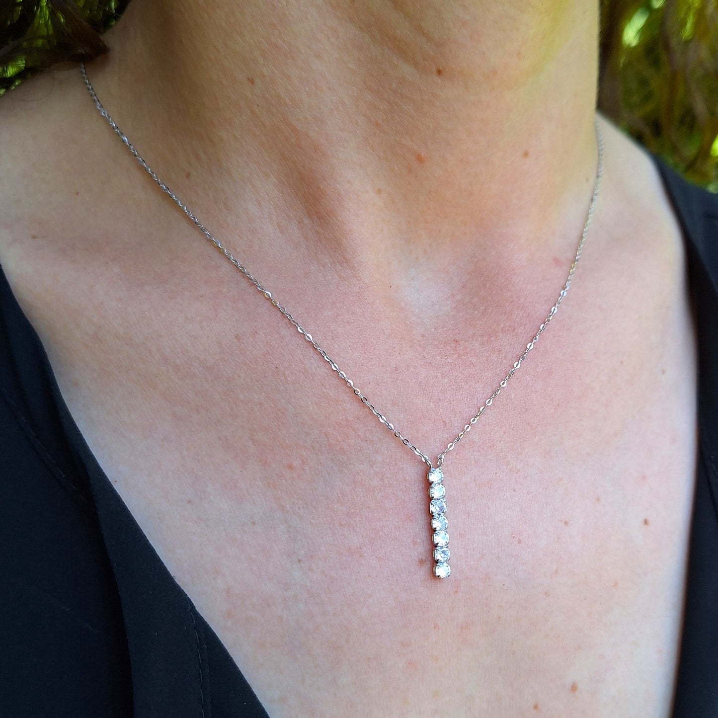 Collar palo 7 puntos de luz, plata 925