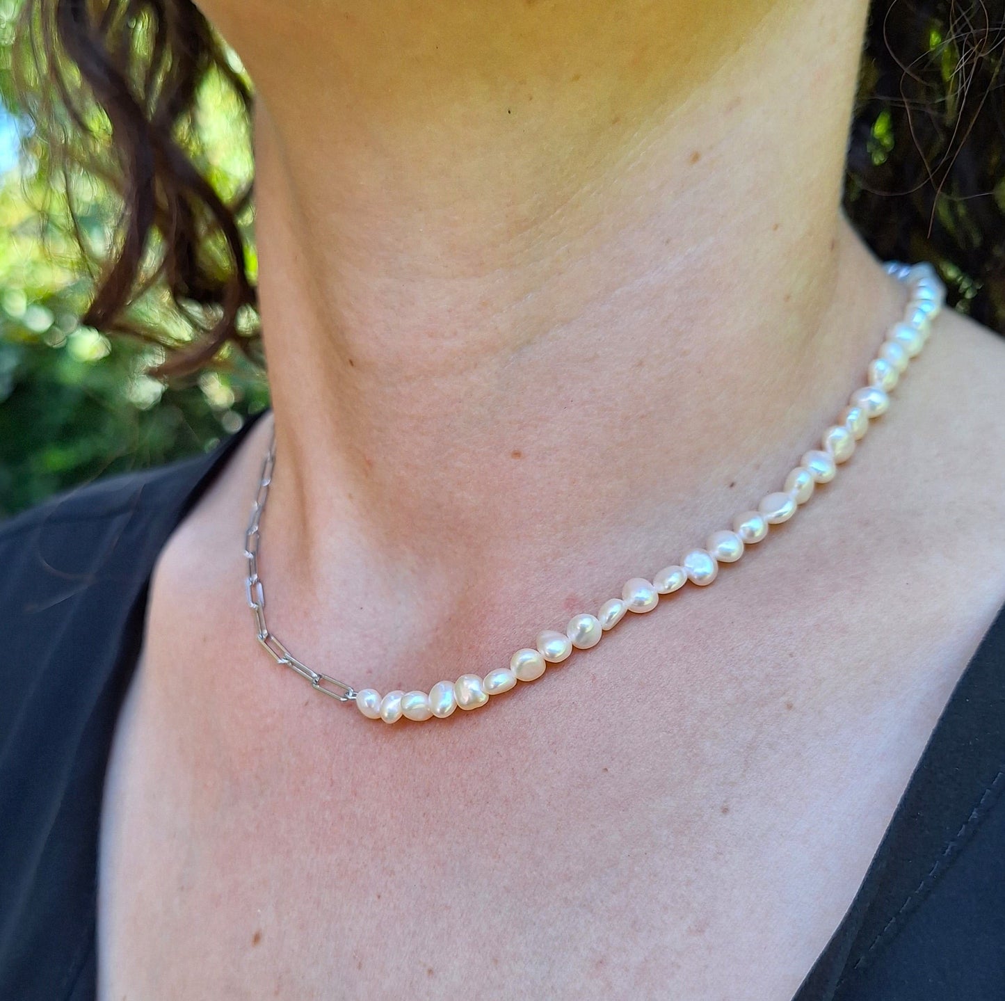 Collar Fusión de Perlas y Plata, plata 925