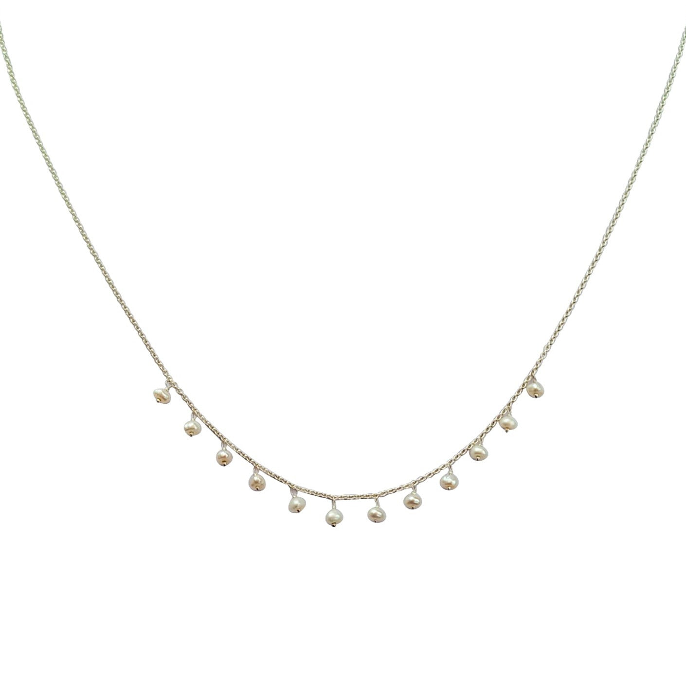 Collar perlas colagando, plata 925