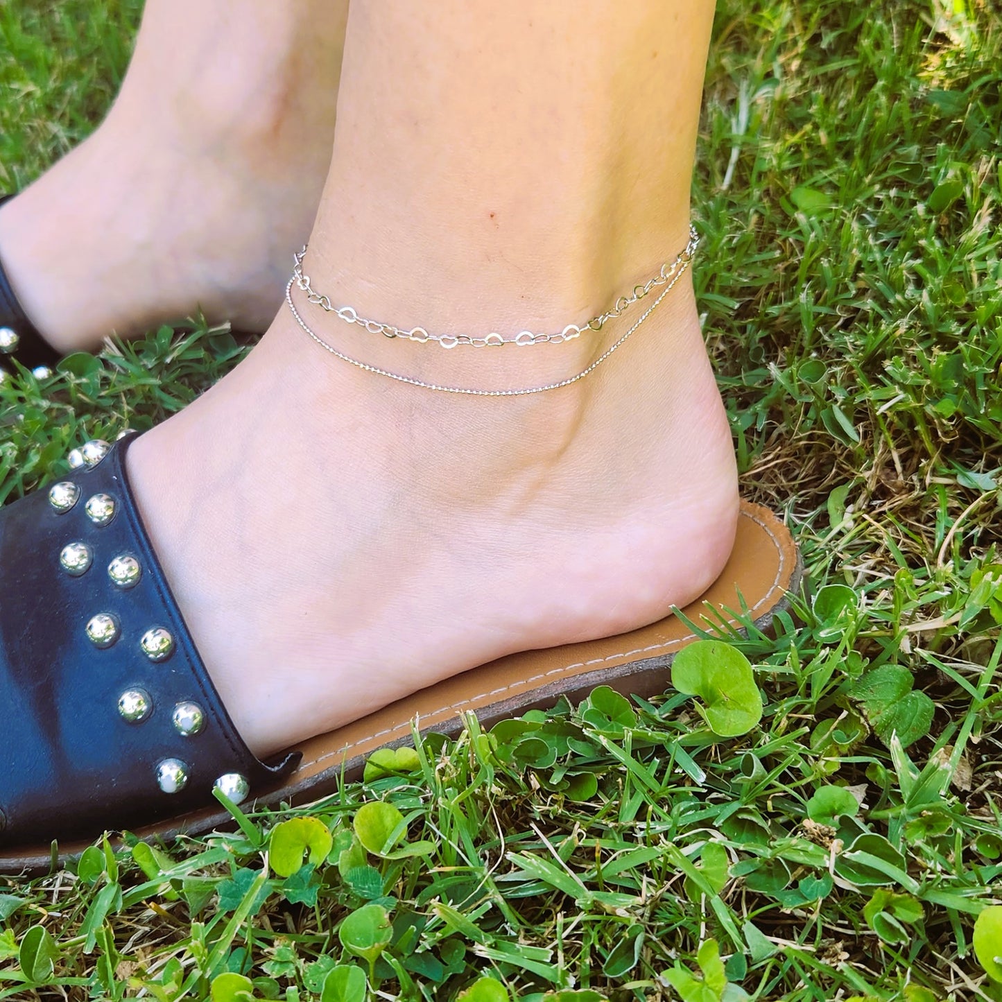 Tobillera Doble Encanto, Plata 925