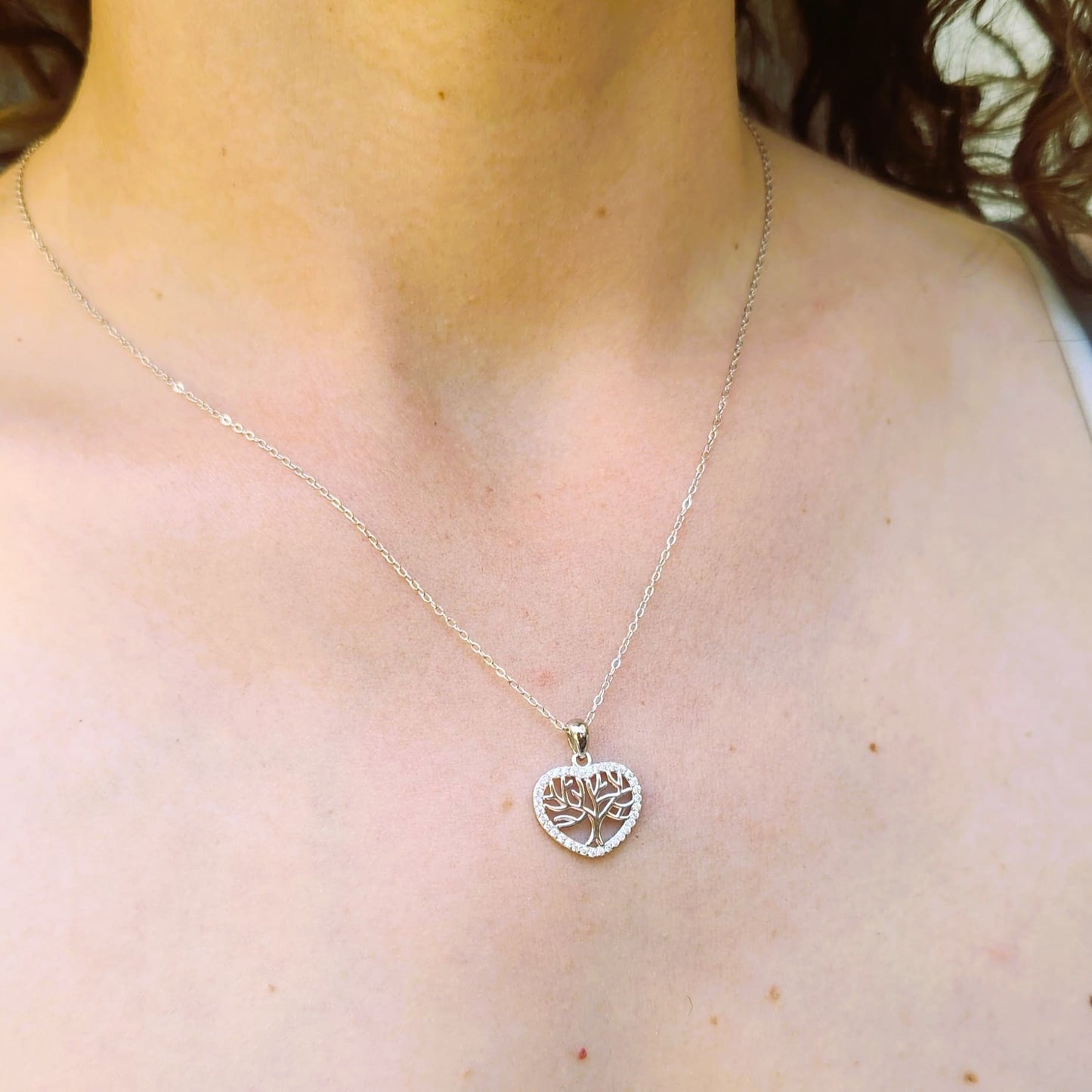 Collar Árbol de la Vida en el Corazón, Plata 925