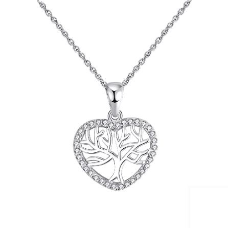 Collar Árbol de la Vida en el Corazón, Plata 925