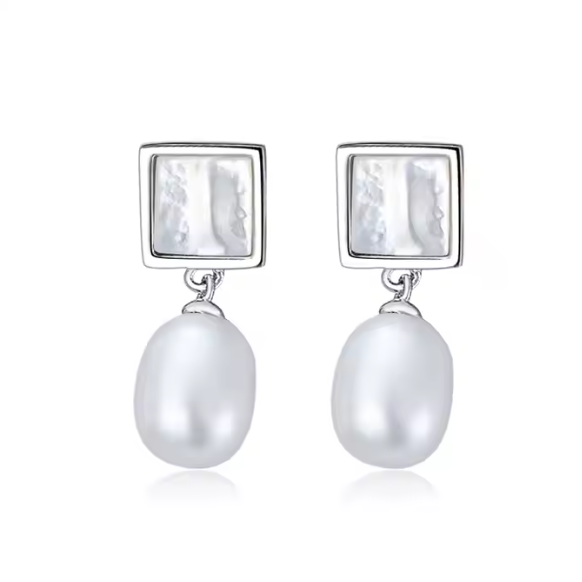 Aro largo Perlas y Nácar, plata 925