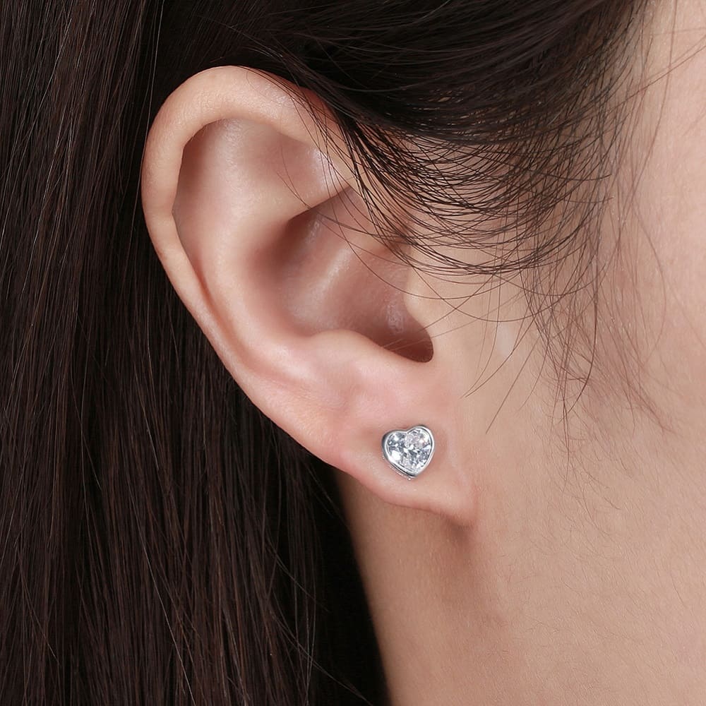 Aro Corazón con Circones, plata 925
