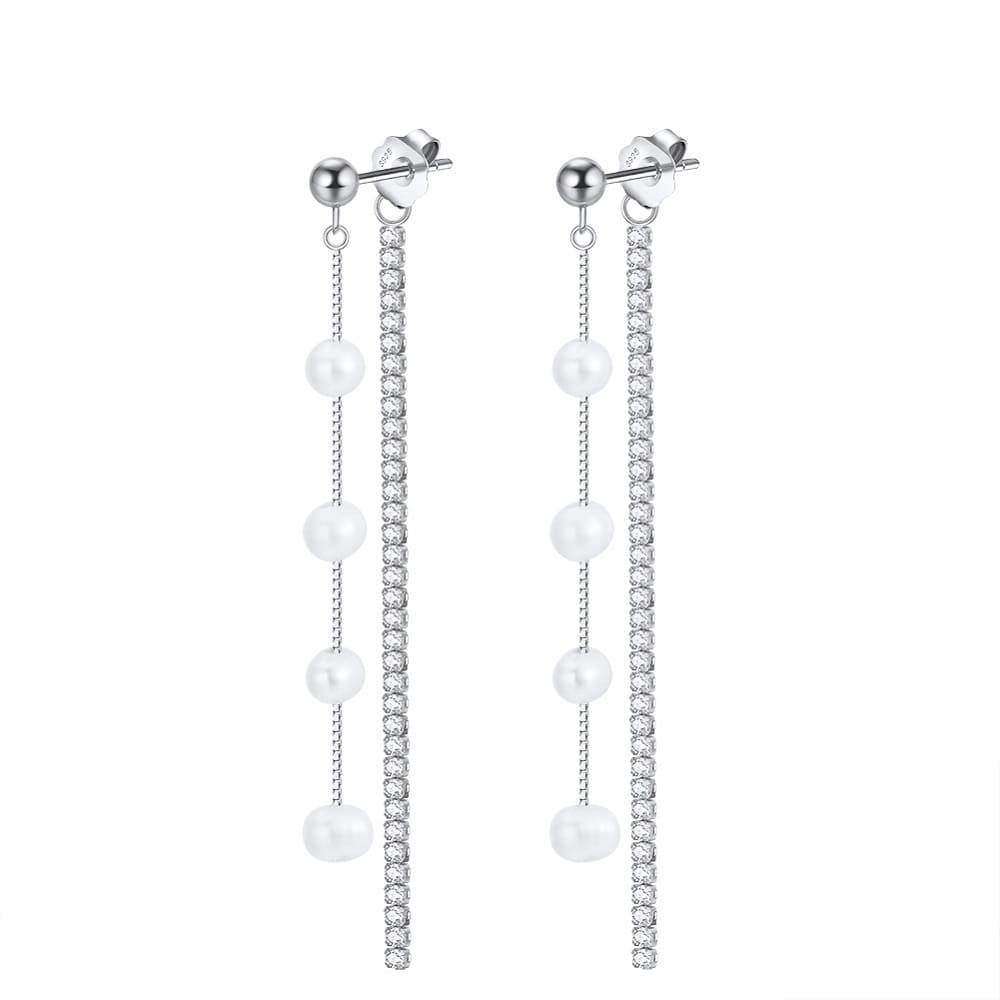 Aro largo Lluvia de Perlas, plata 925