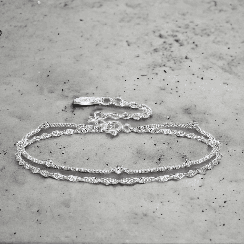 Pulsera Doble Cadena, plata 925