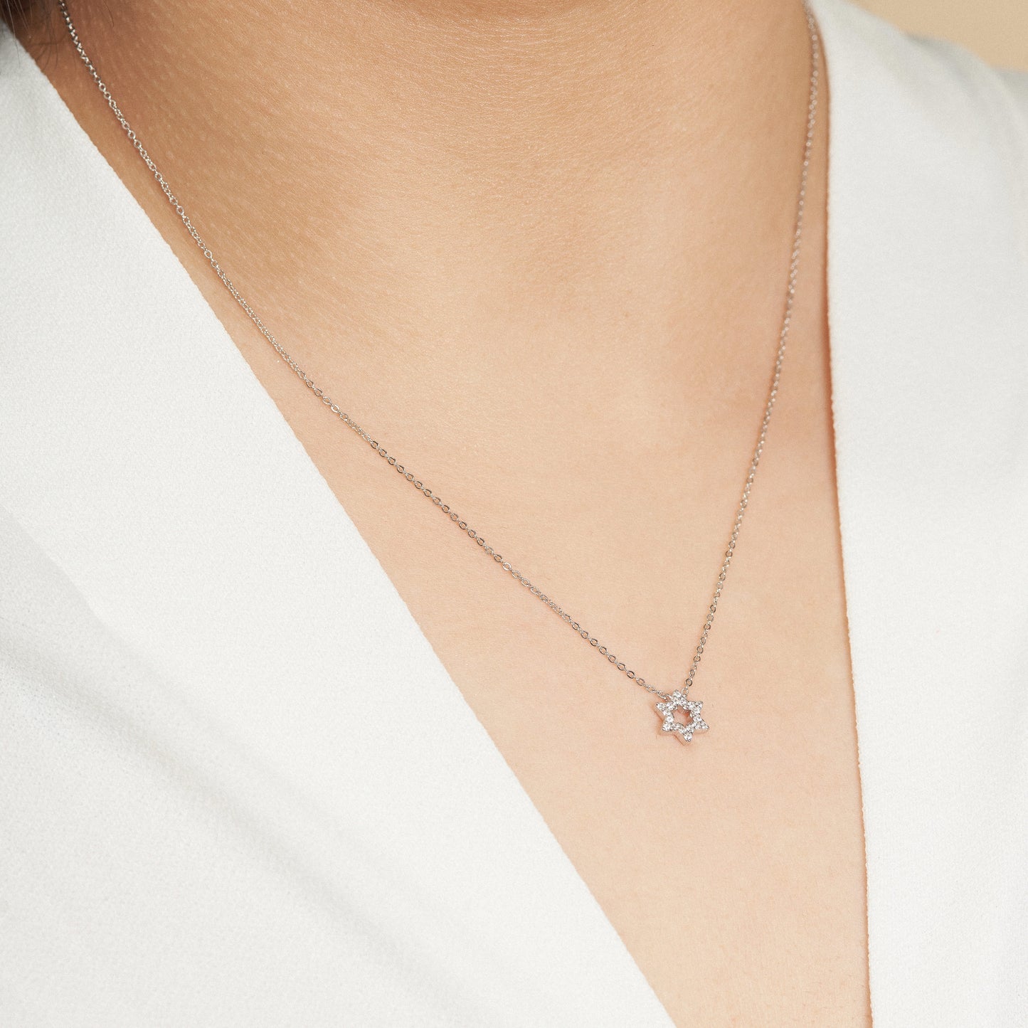 Collar Estrella Brillante, Plata 925