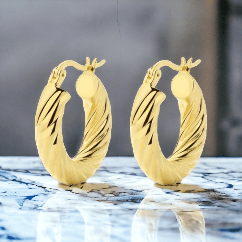 Argolla gruesa 25mm, bañada en oro 18K