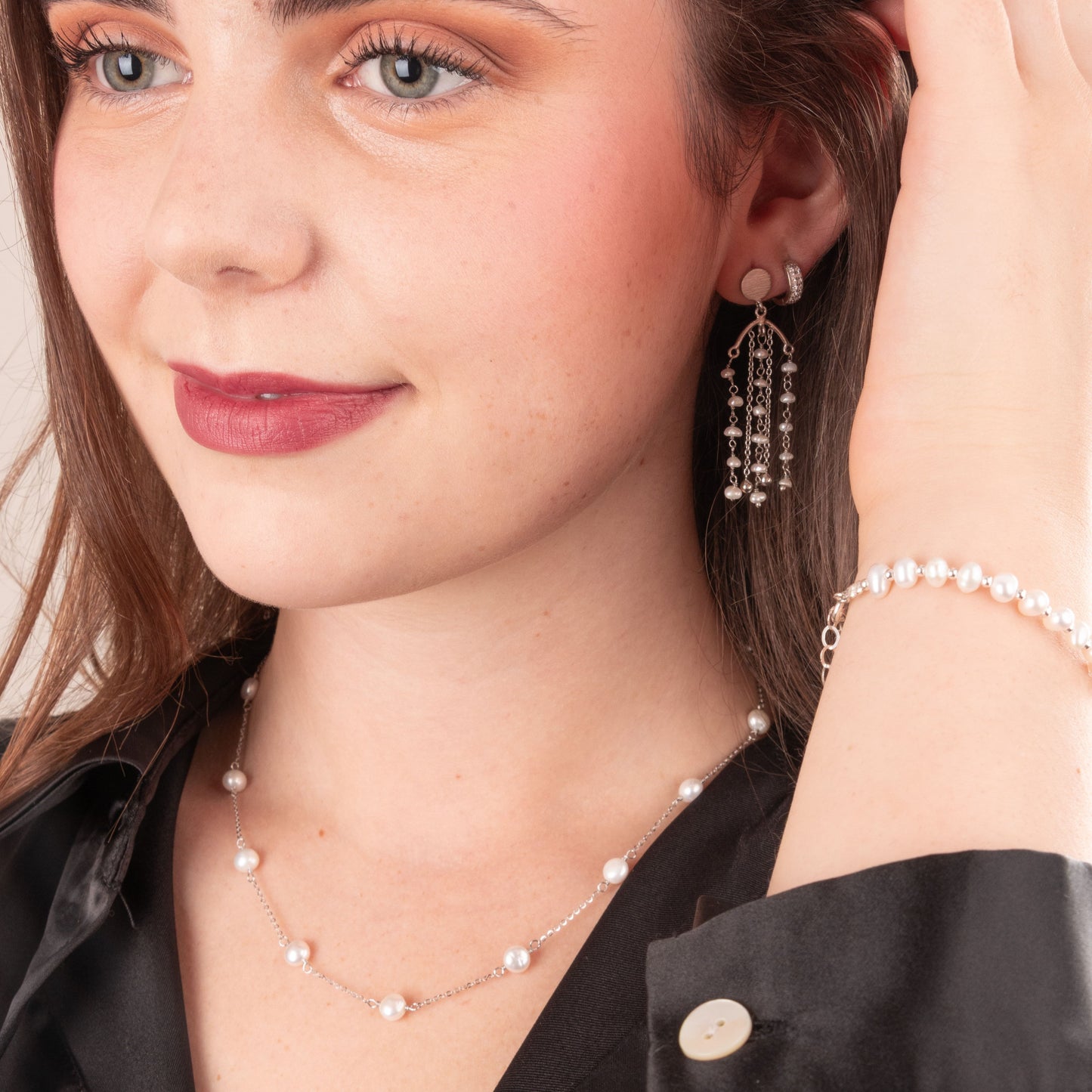 Collar Perlas de Río, plata 925