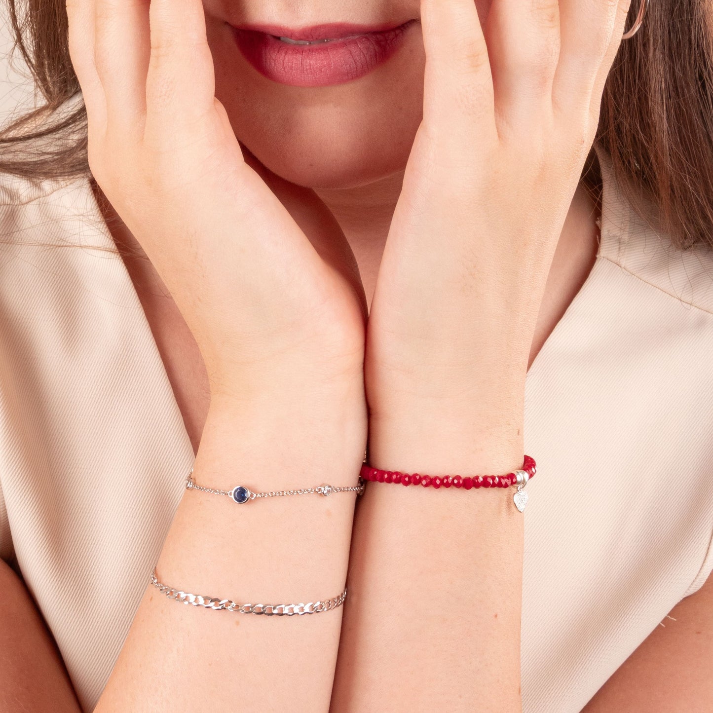 Pulsera Esfera de Color, plata 925