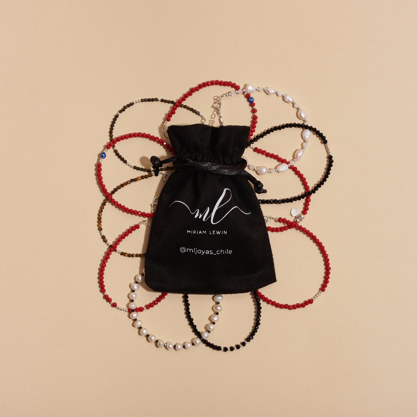 Pulsera roja con corazón, plata 925
