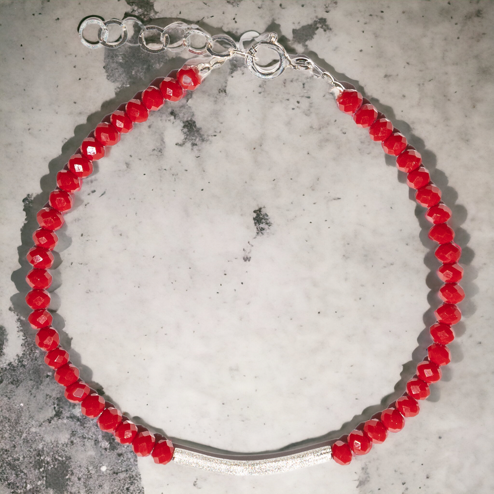 Pulsera Roja Tubo, plata 925