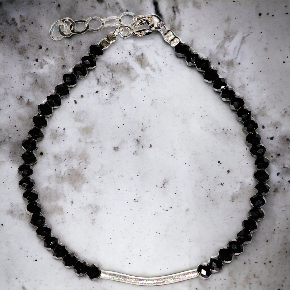 Pulsera Negra Tubo, plata 925