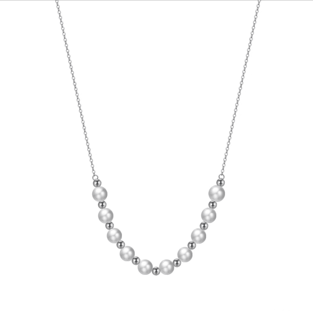 Collar Perla y Mostacilla, plata 925