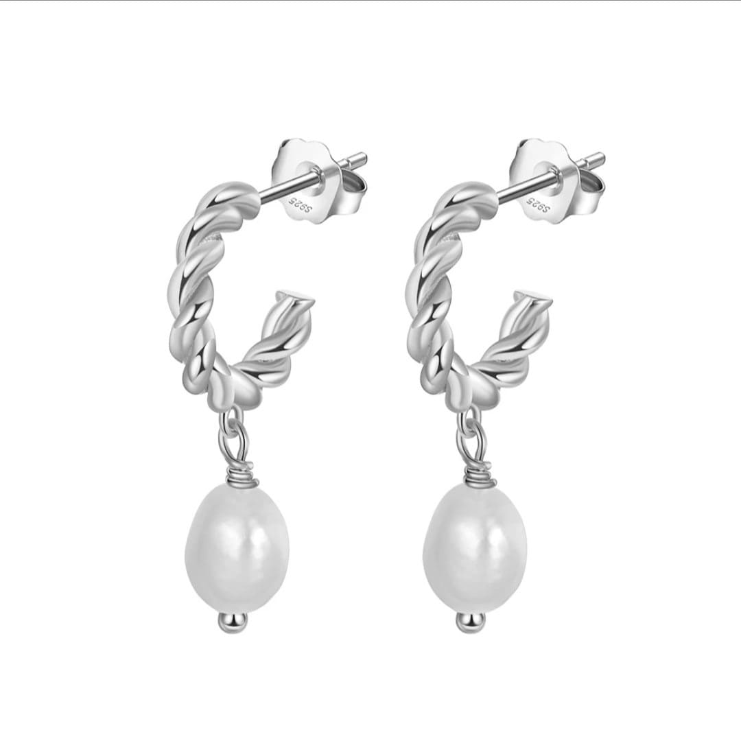 Argolla Trenza de Perlas, plata 925