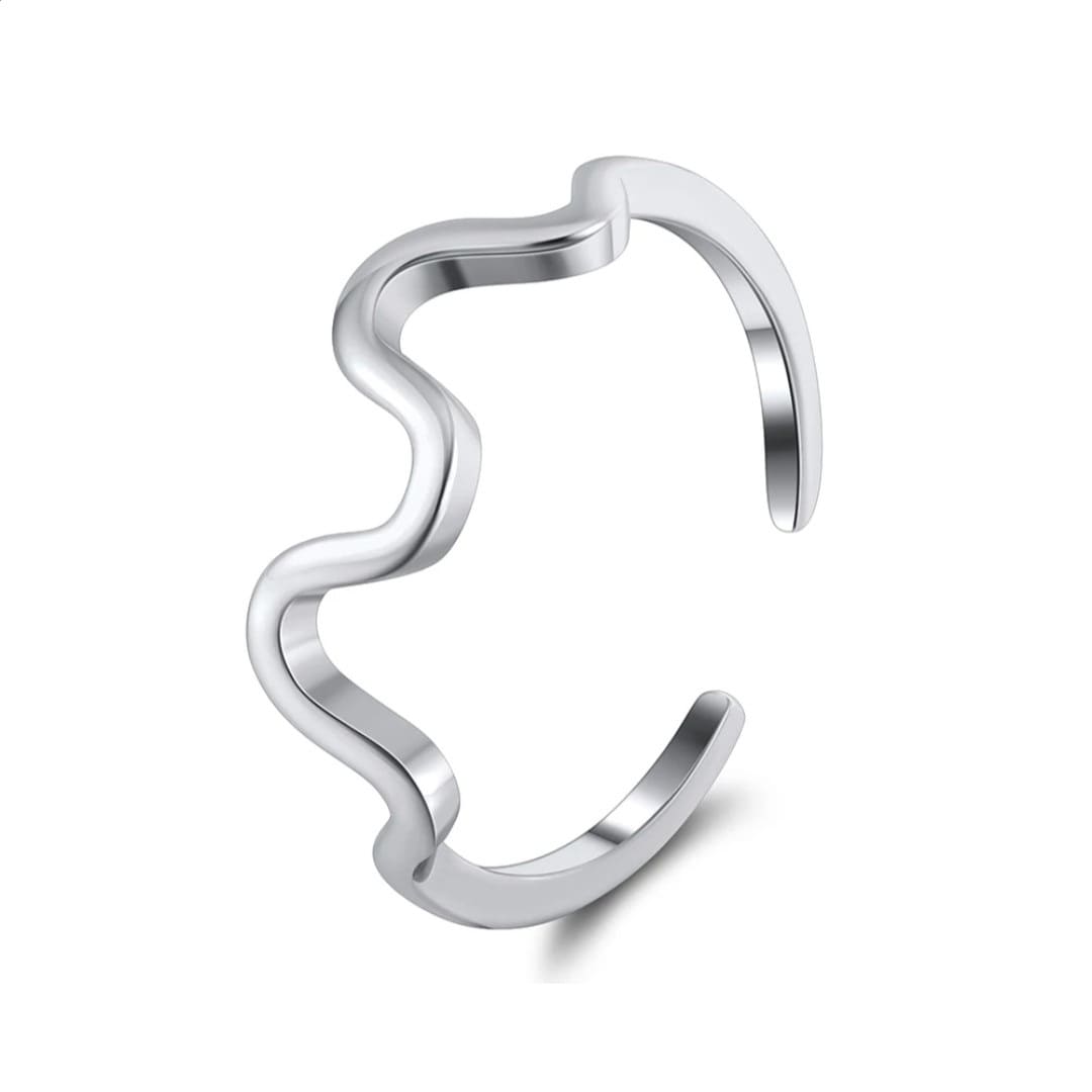 Anillos ajustable zigzag, plata 925