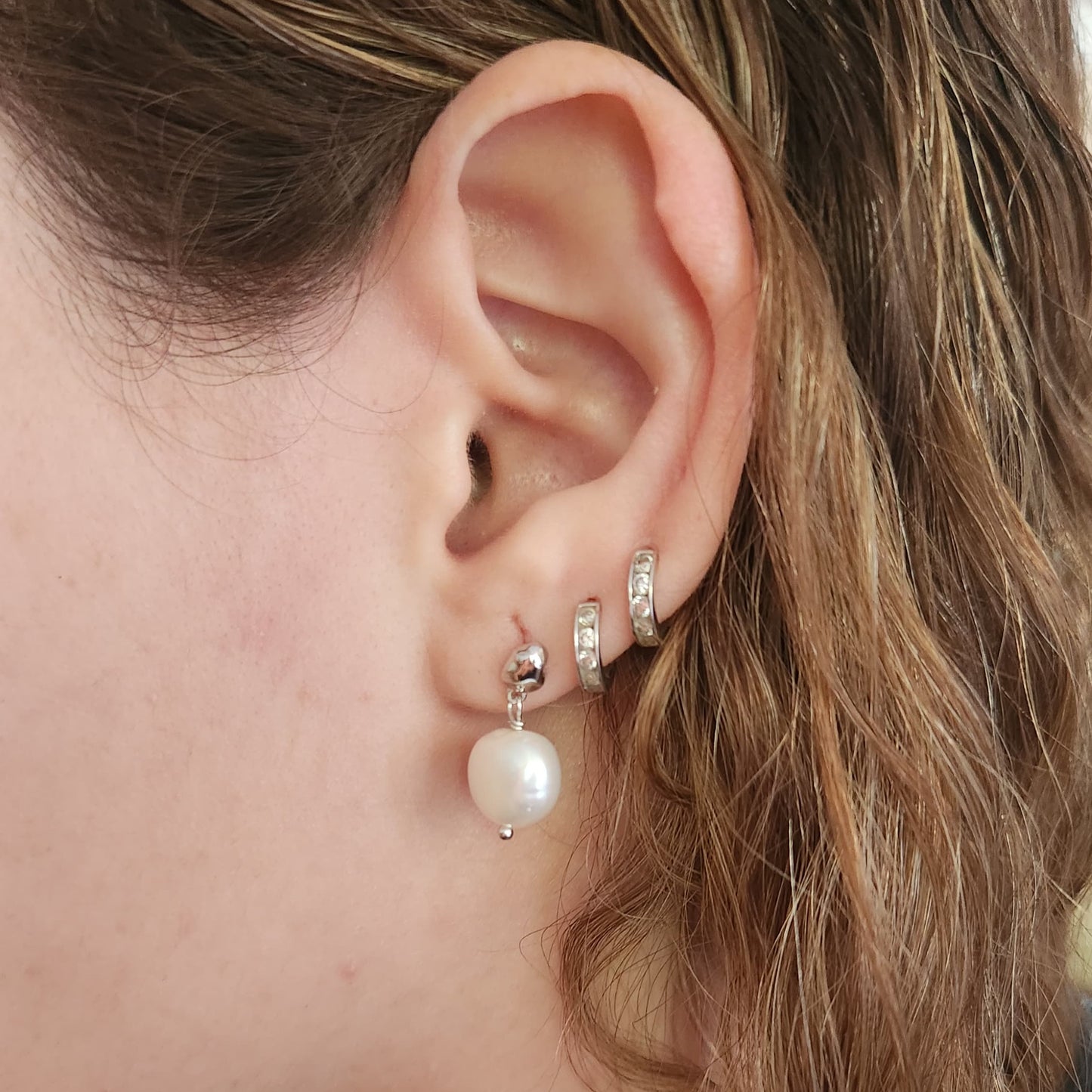 Aro largo Alma de Perlas, Plata 925