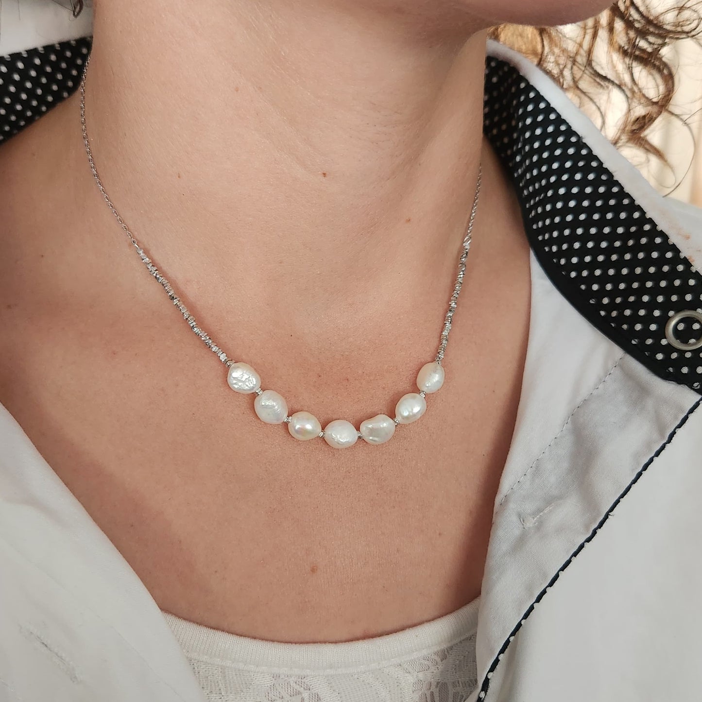 Collar Camino de Perlas, plata 925