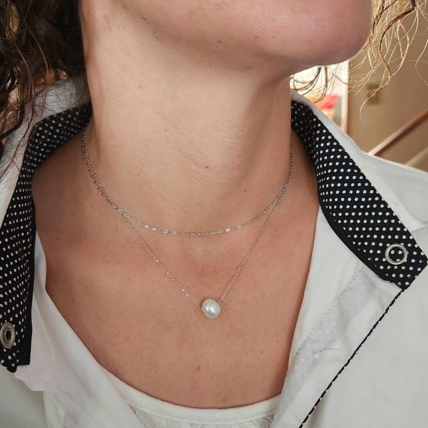 Collar Doble Esencia perlada, plata 925
