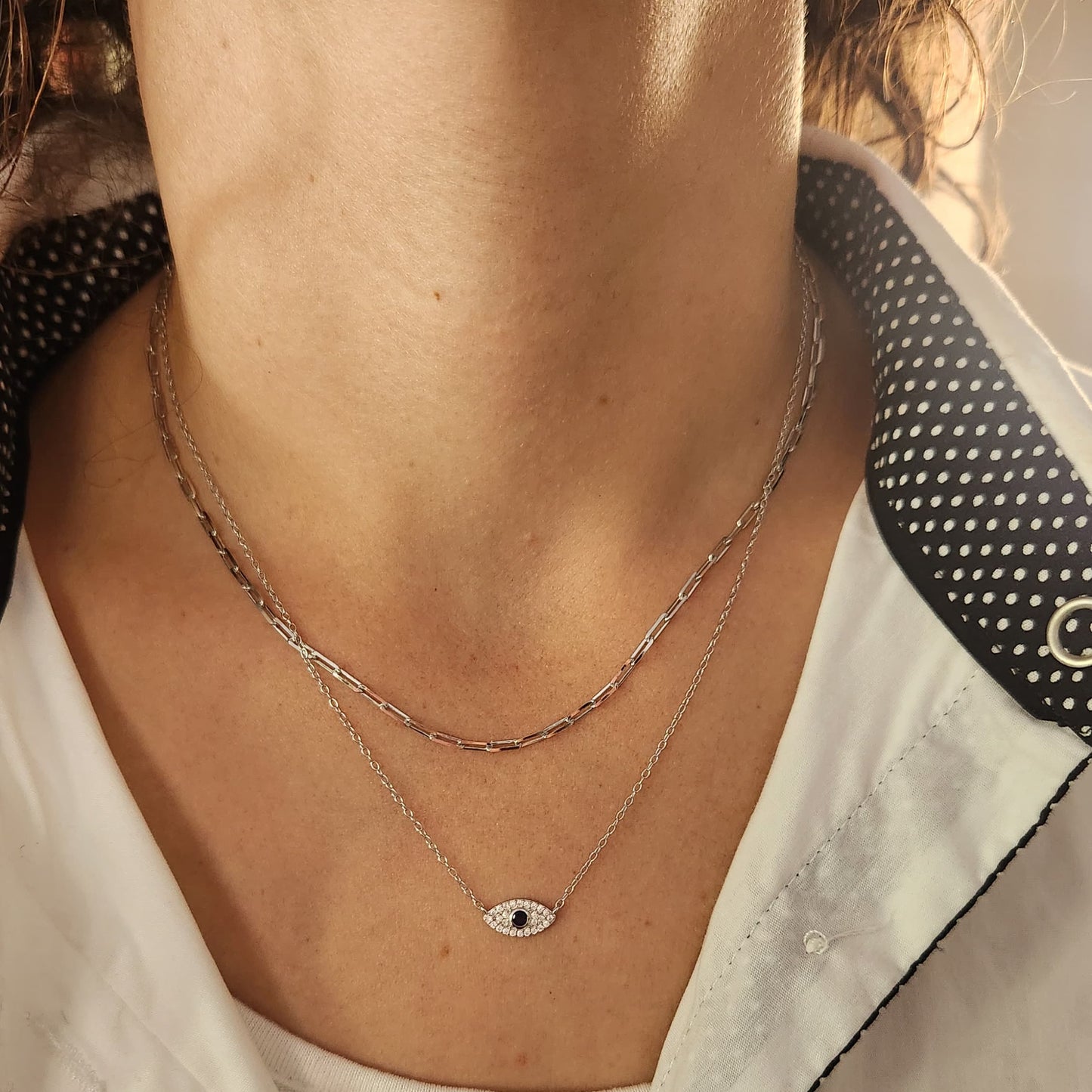 Collar Ojo Protector Brillante, plata 925