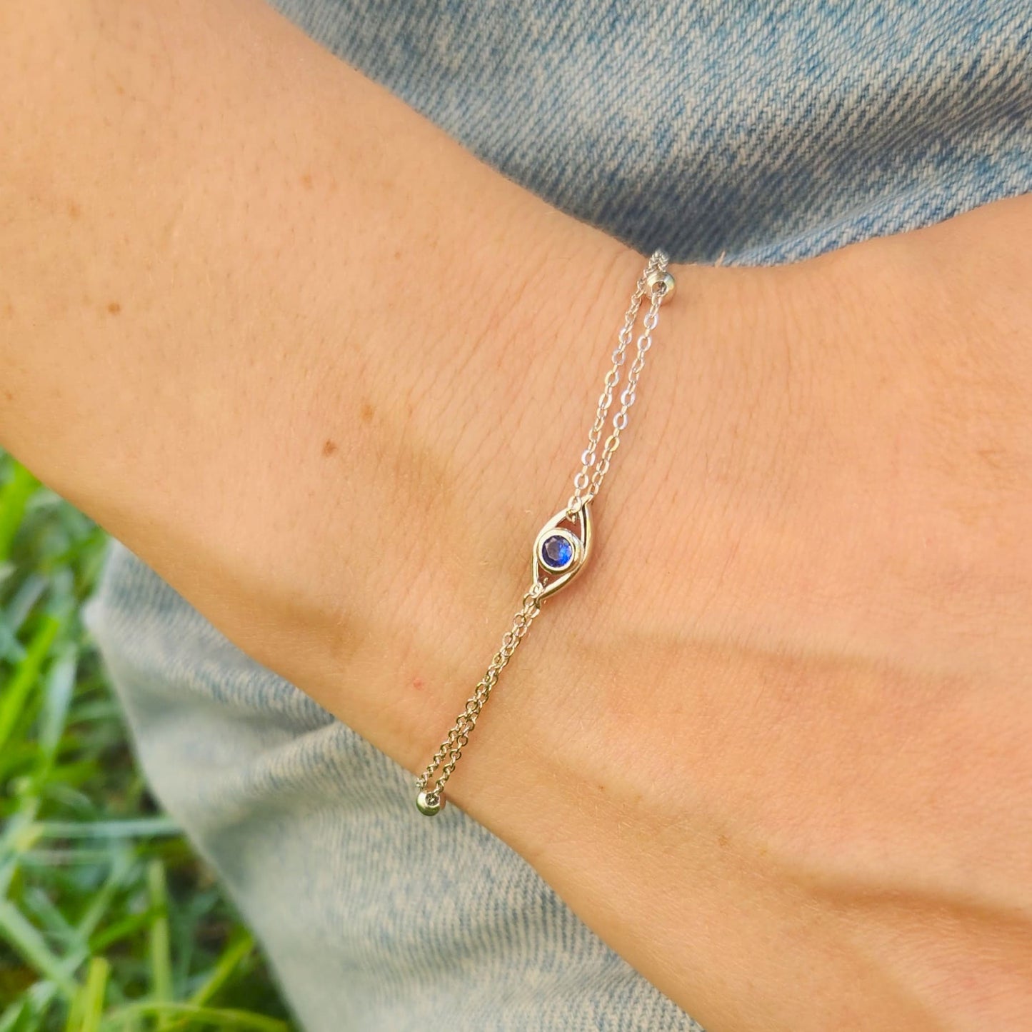 Pulsera Doble Ojo Turco Prtector, plata 925