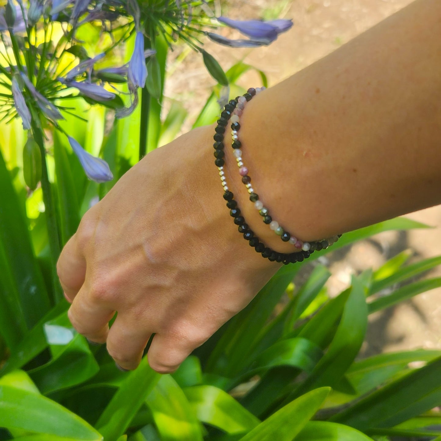 Pulsera ágata multicolor, plata 925