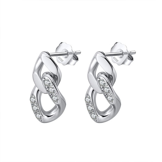 Aro largo Lazo Brillante, plata 925