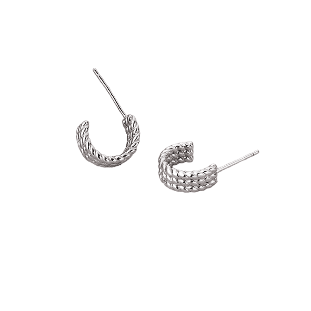 Aro media argolla 11mm en trenza, plata 925