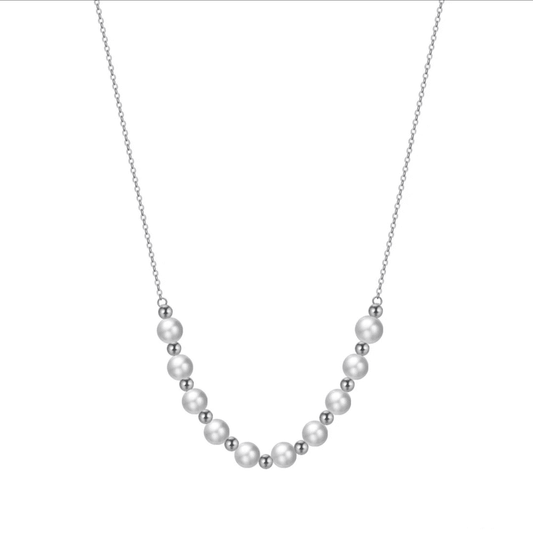 Collar perla de río y mostacilla, plata 925